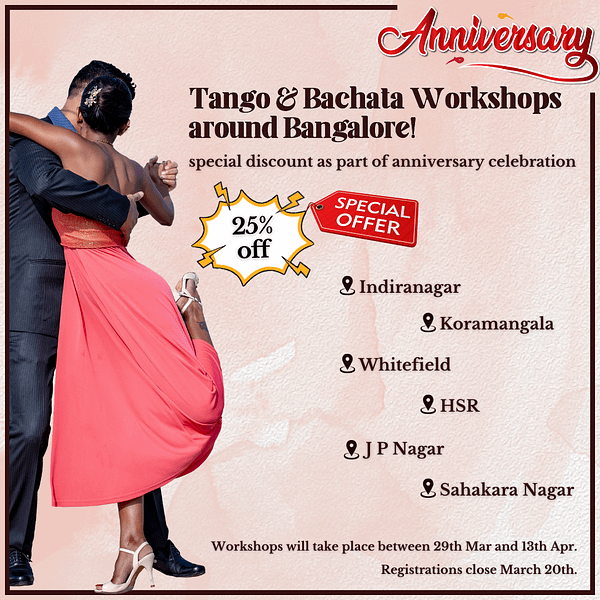 Tango & Bachata Workshops around Bangalore!